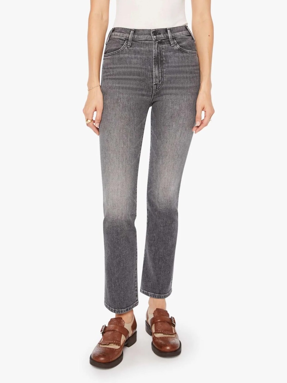 MOTHER Hustler Flood High Rise Flare Jeans Under the Bleachers